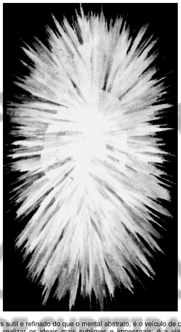Explosão luminosa radiante, com raios finos partindo de um centro branco intenso.